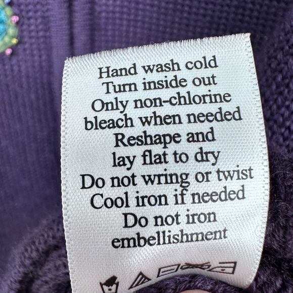 Coldwater Creek Sweater Vest Womens XS Embroidered Beaded Boho Layering Purple - Picture 12 of 13